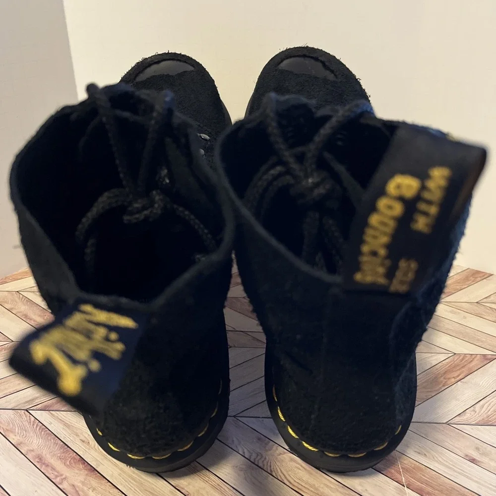 Dr Martens 1460 Pascal ST Hairy Suede Black M 9‎ W 10 Boots Exposed Steel Toe